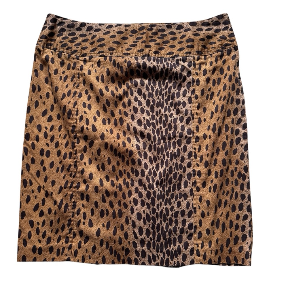 Vintage Brown Cotton Leopard Print Women's Mini Skirt Size 8